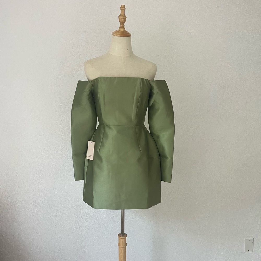 Elegant Olive Green Off-Shoulder Dress